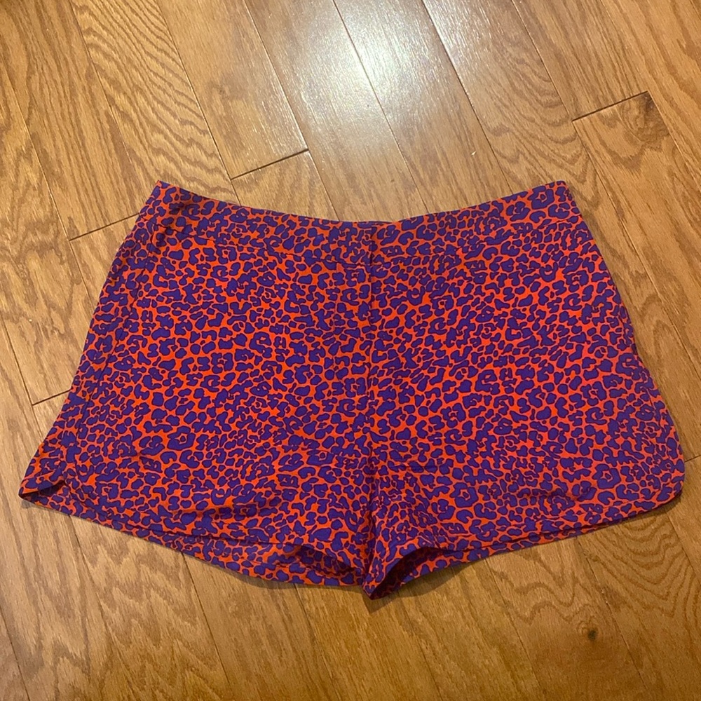 Diane Von Furstenburg Blue Leopard Silk Shorts | Size 2